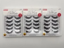 3x KISS SO WISPY POMPADOUR FALSE EYELASHES 5 PAIRS EACH 72484 KBLM02 NEW MR 276