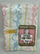 Vtg 60s Snuggle Time Fitted Crib Sheet Juggling Clowns Cotton PROP NOS