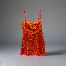 Urban Outfitters Orion Bustier Mini Skater Dress Womens Size S Red Floral