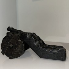 Antique Primitive Cast Iron Wood Toy Cannon