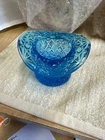 Vintage Fenton Aqua Marine Blue Daisy and Button Top Hat Toothpick Votive Holder