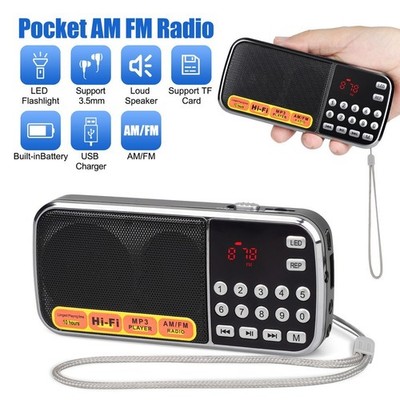 Mini Digital Speaker Radio Stereo MP3 Music Player With LED Flashlight
