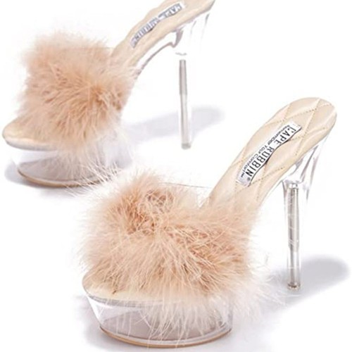 Cape Robbin Nude Faux Fur Maren Platform Heels 7
