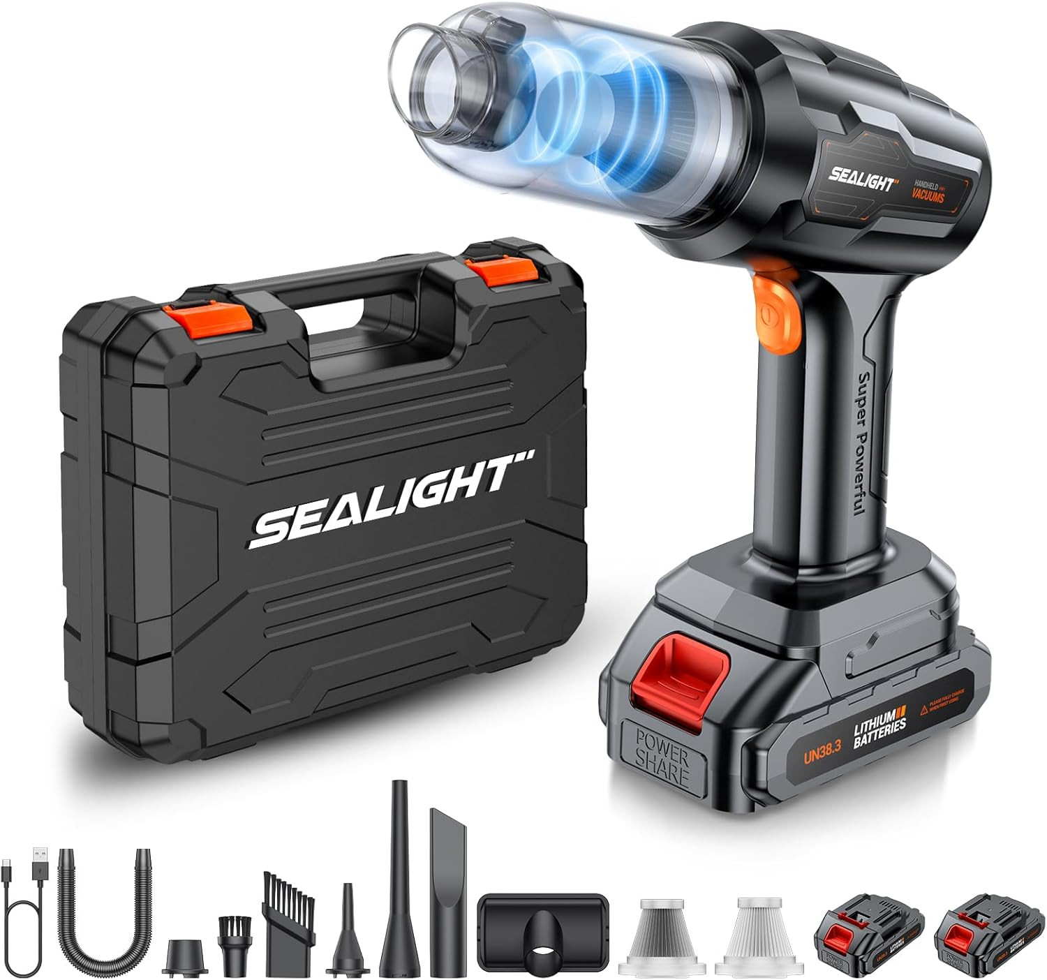 Mini Aspirabriciole Potente 35000PA - Casa e Auto - 2 Batterie Incluse