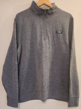 Men's L.L. Bean Comfort Stretch Piqu  Quarter Zip Pullover in Navy/Gray; Size XL