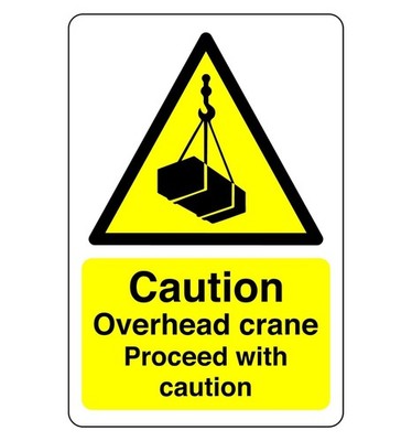 Achtung Brückenkran Schild - Kranwarnung PVC Aufkleber Dibond