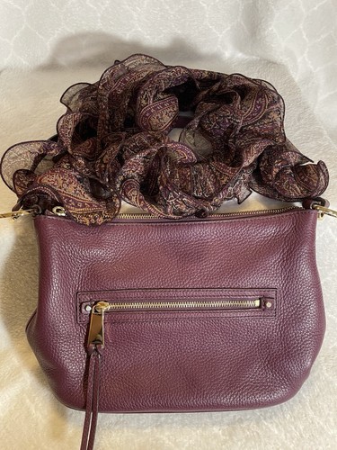 Michael Kors Rhea Pebbled Leather Shoulder Bag Purse Handbag Plum Merlot w/Scarf - Picture 21 of 23