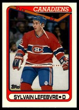 1990-91 TOPPS NHL HOCKEY NM/M Card #159 😎 SYLVAIN LEFEBVRE, Montreal Canadiens