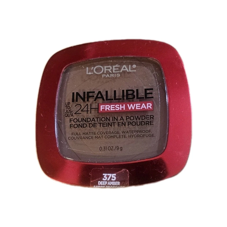 Loreal Infallible 24H Fresh Wear Foundation In A Powder 375 Deep Amber TALC - Image 3 of 3