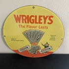 VINTAGE WRIGLEY DOUBLEMINT GUM GASOLINE OIL PORCELAIN SIGN