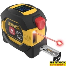 2 In1 Laser Distance Measure 130ft AutoLock Tape Measure Accurate LCD Display US