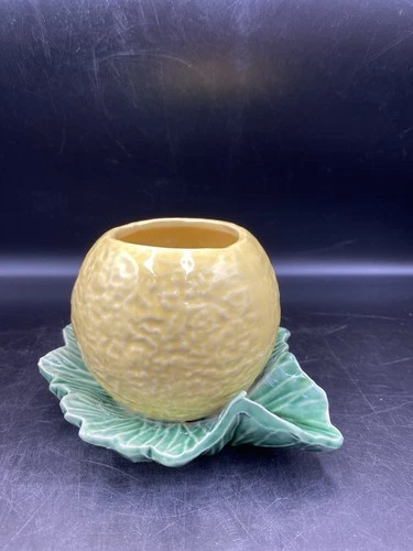 McCoy USA Pottery Fruit Lemon On Leaf Pot Saucer Planter