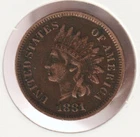 US Rare Old West 1881 Indian Head Penny Coin American Collection Shield Cent USA