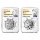 2pc Set - 2023 $1 Morgan and Peace Silver Dollar NGC MS69 FDI Morgan &