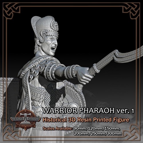 Egyptian Warrior Pharaoh 1 - Modelo de figura impresa en resina 3D - escala 90 mm a 300 mm - Imagen 7 de 14