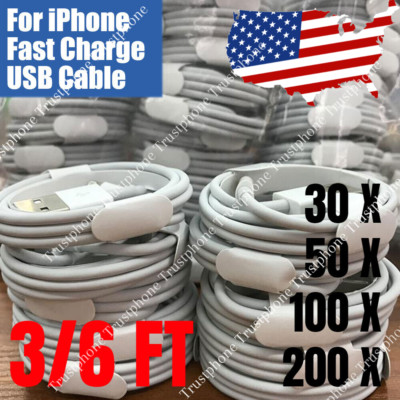 Wholesale Bulk Lot 3Ft 6Ft USB Cable For Apple iPhone XR X 8 7 Plus Charger Cord