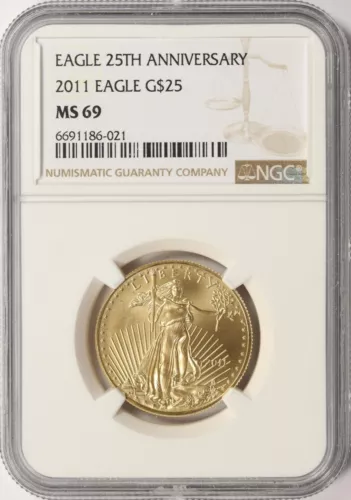 2011 $25 American Gold Eagle NGC MS69 1/2 oz
