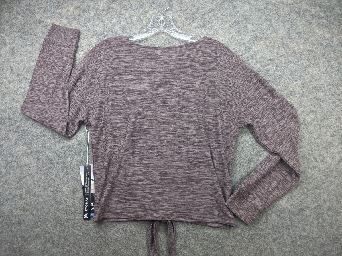 Kyodan T-Shirt Womens Small Purple Tie Front Long Sleeve Active
