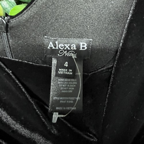 ALEXA B NITES Dress Women 4 Black Fit Flare Ruched Velvet Cowl Neck Sheath 2649 - Picture 4 of 6