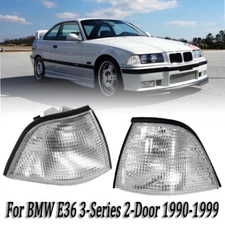 For BMW E36 3-series 1990-99 Pair Clear Front Turn Signal Light Lamp Lens Cover