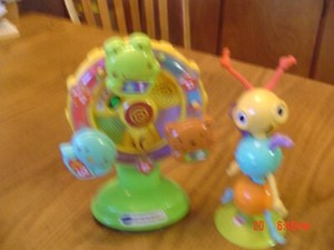 V-Tech & Fisher Price Suction Toys 4 High Chair/Table, Musical Spin Wheel, Bug  