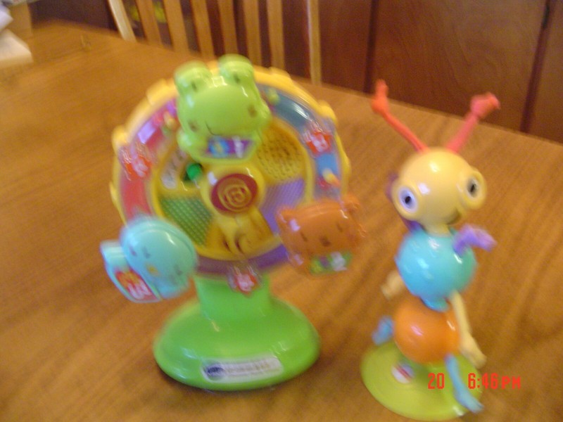 V-Tech & Fisher Price Suction Toys 4 High Chair/Table, Musical Spin Wheel, Bug  