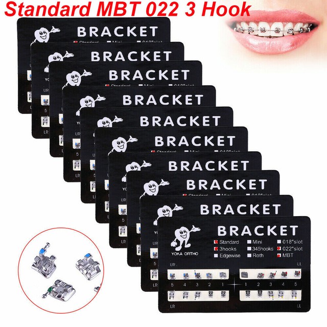 10 Packs Dental Orthodontic Brackets Standard MBT 022" Slot Hooks 3 Metal Braces eBay