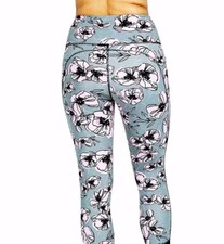 Kay Unger Poppy Taupe Media pocket Capri Pants Gray Flowers Sport Size M New