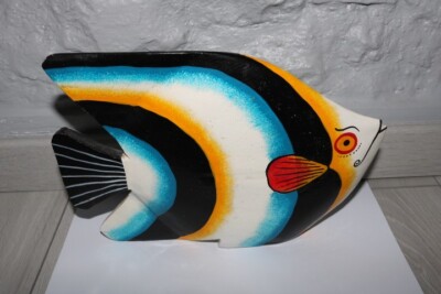 Holzfisch Skulptur, Wooden fish sculptur, Fischskulptur aus Holz