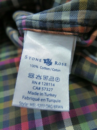 Stone Rose Men Long Sleeve Pima Cotton Colorful Checks Casual Shirt Euro 4 Large - Picture 7 of 12