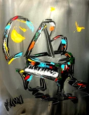Mark Kazav - Oil Painting "Jazz Piano" Art  Canvas 1d12d