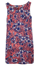 Talbots Womens Sz 6 Floral Sheath Dress Coral Pink Sleeveless Knee Length