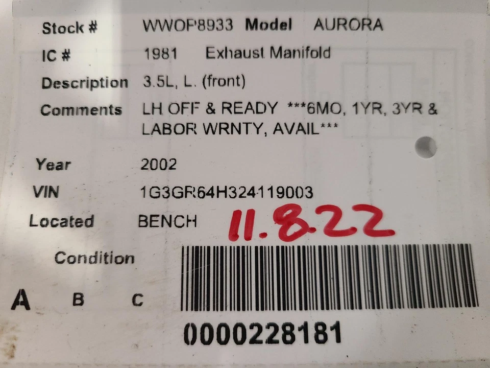 Colector de escape delantero izquierdo usado se adapta a: Oldsmobile Aurora 2002 3,5 L. delantero delantero Foto 3 de 4