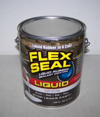 Flex Seal Liquid Rubber in a Can WHITE 128Fl oz Brush Roll Dip POSSIBLE DENTS