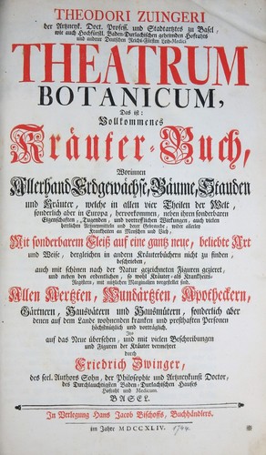ZWINGER BOTANIK KRÄUTERBUCH HOLZSCHNITTE PFLANZEN KRÄUTER DEUTSCH BASEL 1744 - Picture 2 of 12