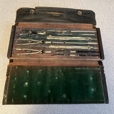 Vintage Antique The Frederick Post Co Chicago Architect Drafting Set Complete 
