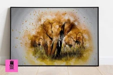 Wall Art Home Décor Digital Print Colorful Elephant Abstract Wall Picture Framed
