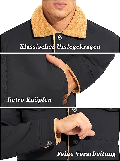 EKLENTSON Men's Military Jacket Tactical Warm Fleece UK - View #10