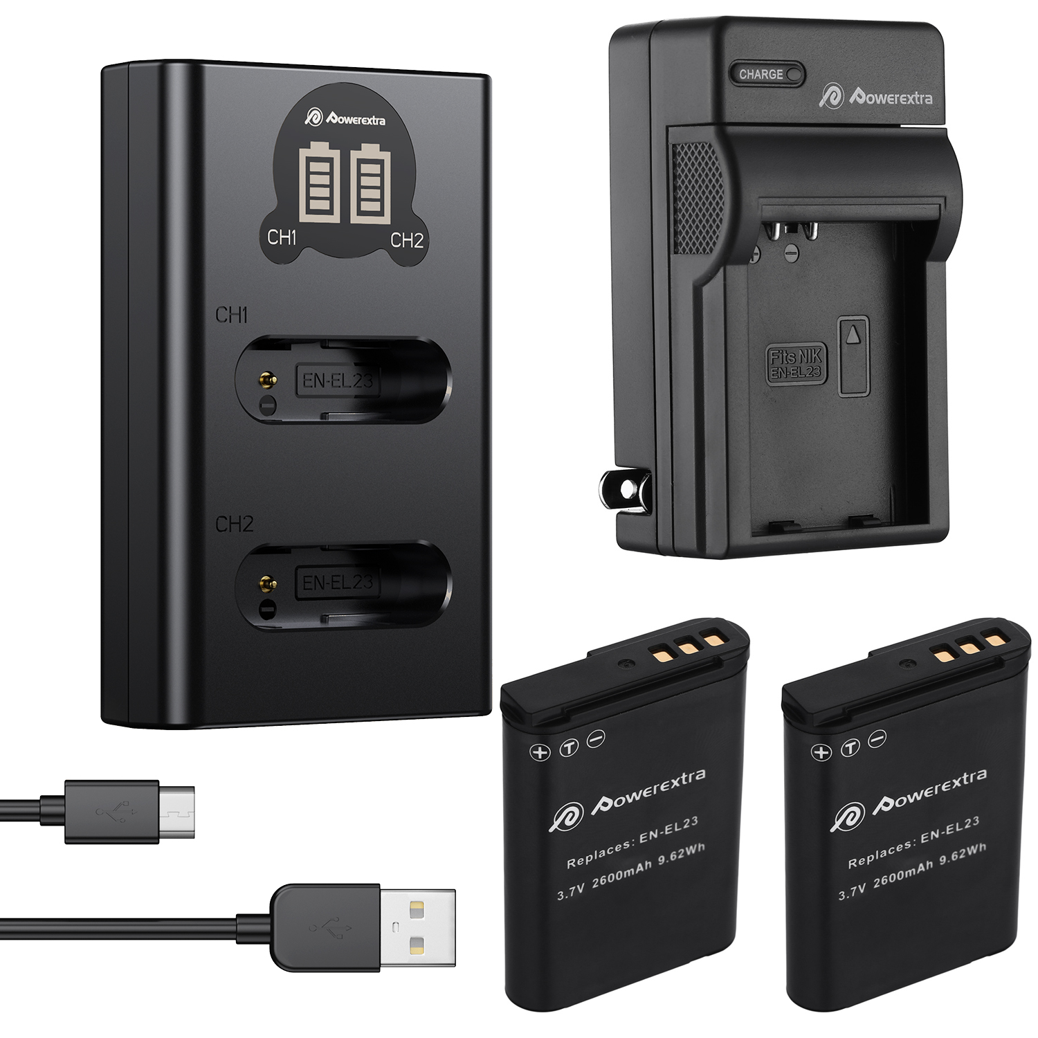 Caricatore USB Per Batteria Nikon EN-EL23 - Compatibile Con Coolpix P600, P610, P900 - Foto 4