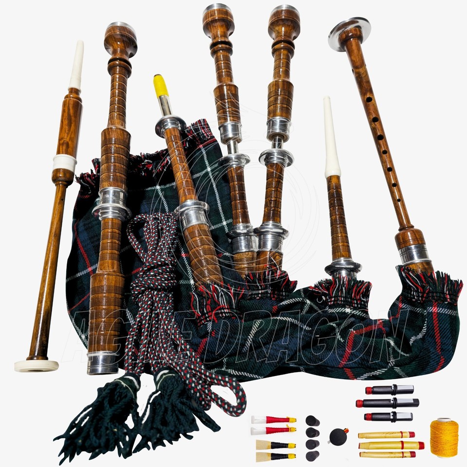 Rosewood Highland Bagpipe Natural Finish Plain Turned main image 0