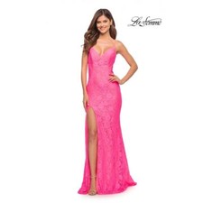 NWT La Femme Long Lace Gown Size 8