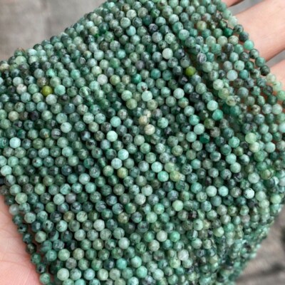 2/3/4mm Authentic Natural Faceted Emerald Gemstone Beads for Jewelry Making DIY