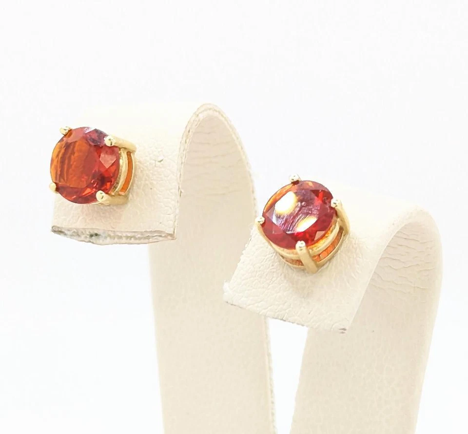 14K Yellow Gold 1.34g Orange Tourmaline Simple Everyday Style Stud Earrings - Image 3 of 4