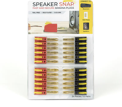 Speaker Snap Banana Plugs Red & Black 12 Pair / 24 Pieces