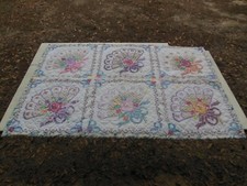 Vintage Baby Quilt Handmade Hand Stitched Blanket 43" x 29" Southern Belle Fans
