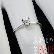LADIES WOMEN'S SOLITAIRE WHITE GOLD FINISH GENUINE REAL ENGAGEMENT PROMISE RING