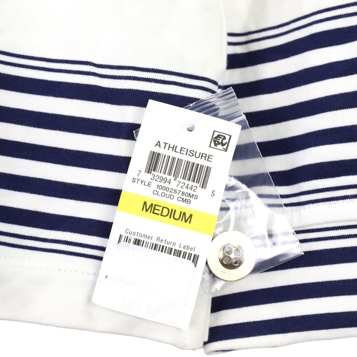 Charter Club Women's Long Sleeve Striped French Terry Top, Medium