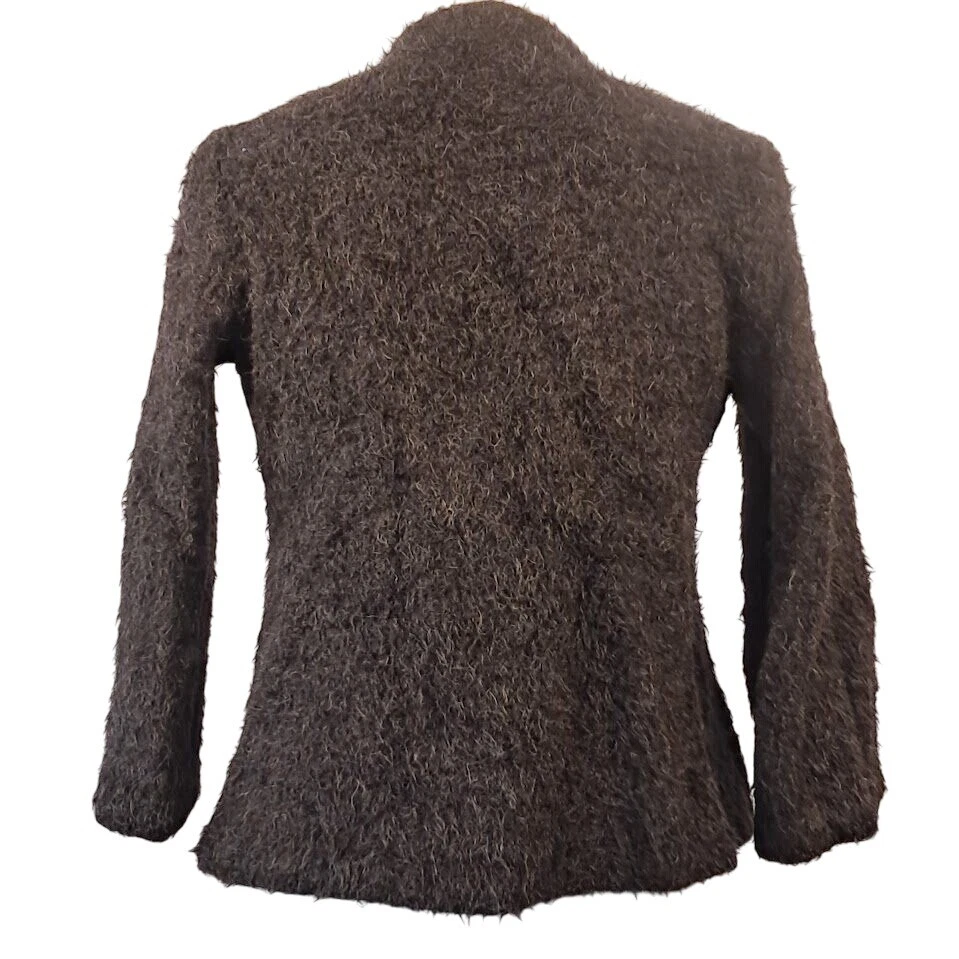Vintage PETER COHEN M Open Front Short Knit Jacket Cardigan Alpaca 3/4 Sleeve - Image 2 of 4