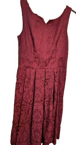 Lindy Bop Dress And Jacket Set Burgundy Maroon Size 12 New. Fit and Flare - Picture 4 of 7