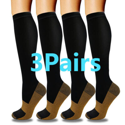 Compression Stockings 30-40 mmhg Women Men Knee High Socks Running Cycling Nylon